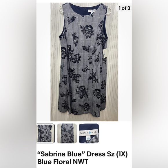 “Sabina Blue” Designer Blue  Floral, Tiered Dress SZ: (1X) NWT - Picture 3 of 8